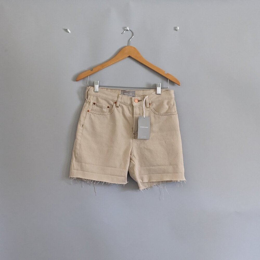 NWT Everlane Organic Cotton Off White Ecru Denim Shorts Size 25